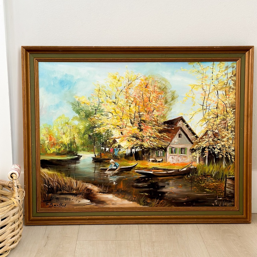 Vintage signed oil painting landscape